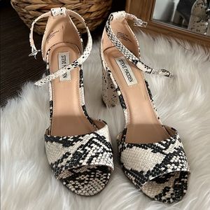 Snake print block heel